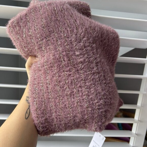 NWT Liz Claiborne Womens Medium Purple Pullover Knit Sweater Sparkly Metallic - Picture 8 of 8